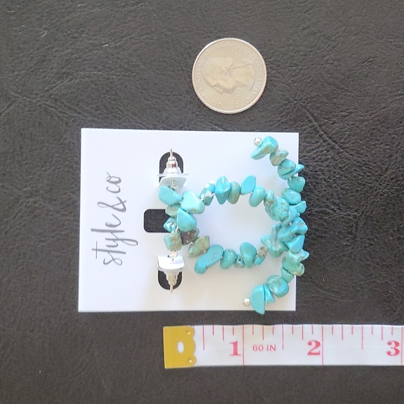 Style & Co Silver-Tone Gemstone Chip Beaded C-Hoop Earrings - Picture 6 of 6